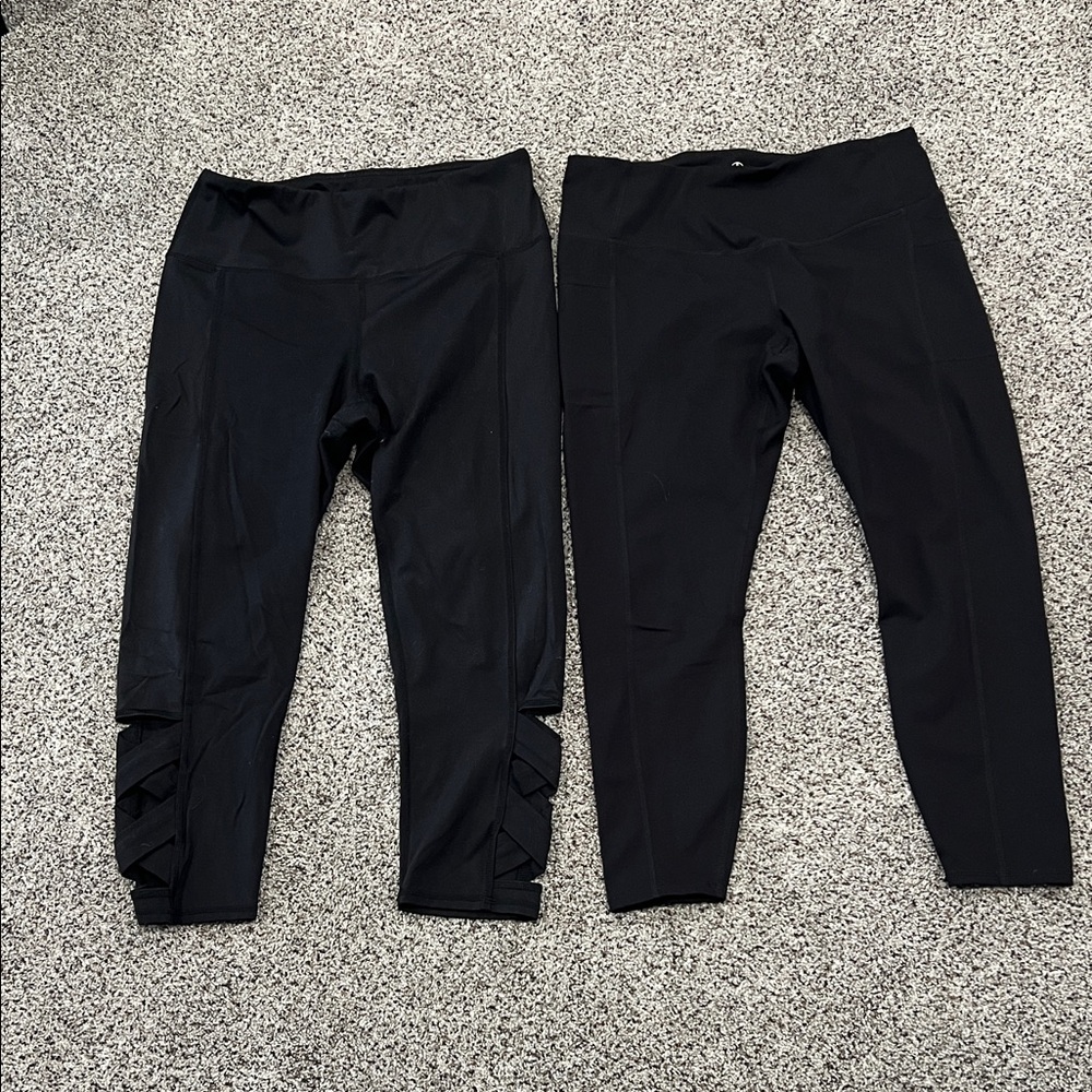 GAIAM Black Cropped Leggings Set Women’s L